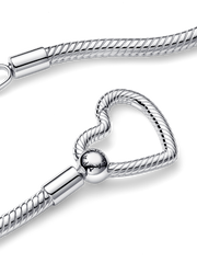 Heart Closure Snake Chain Necklace - Sterling silver