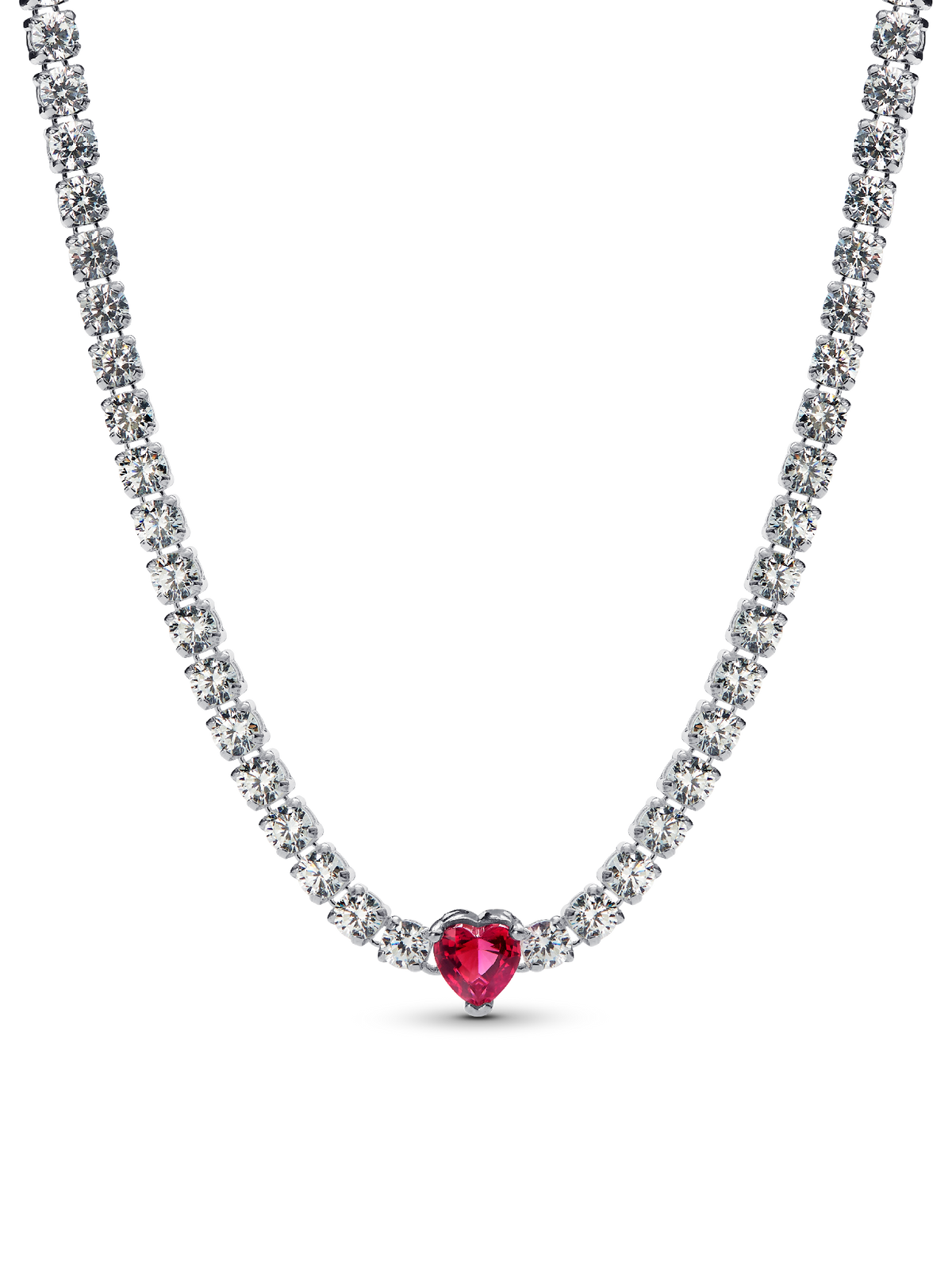 Halo Heart Choker - Sterling silver