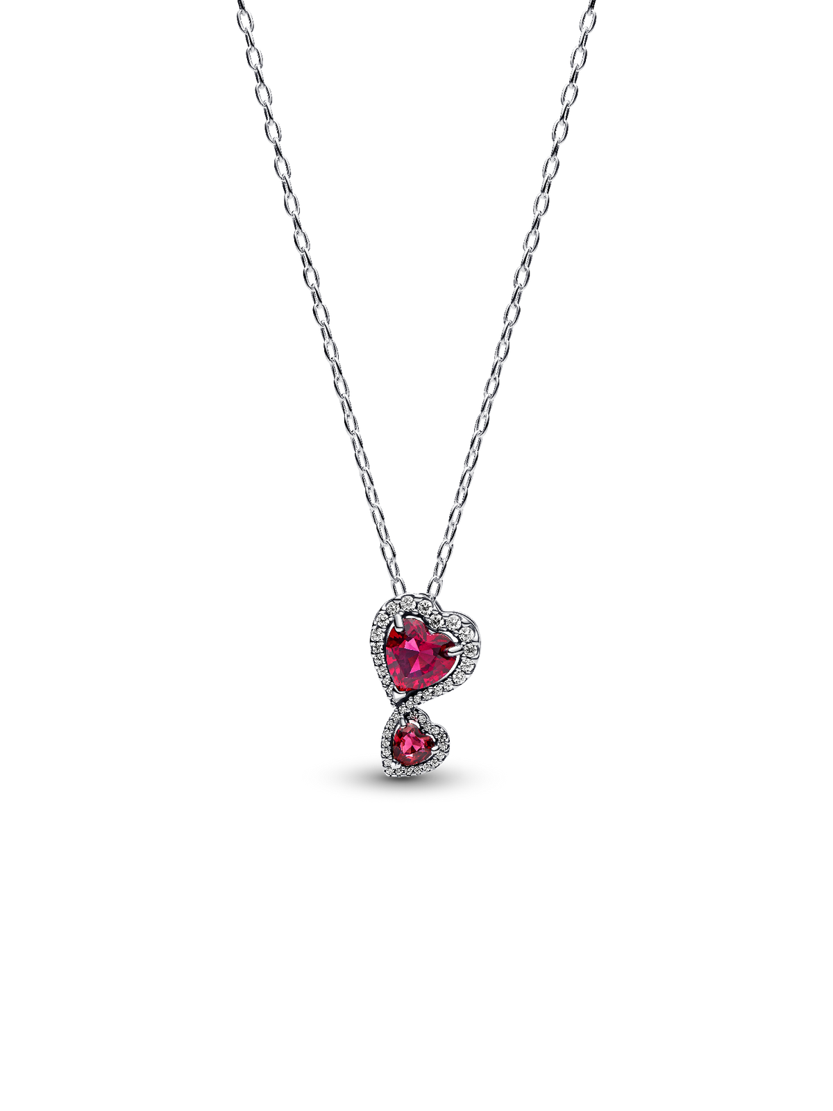 Red Halo Hearts Pendant Necklace - Sterling silver