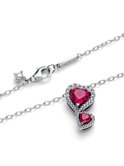 Red Halo Hearts Pendant Necklace - Sterling silver