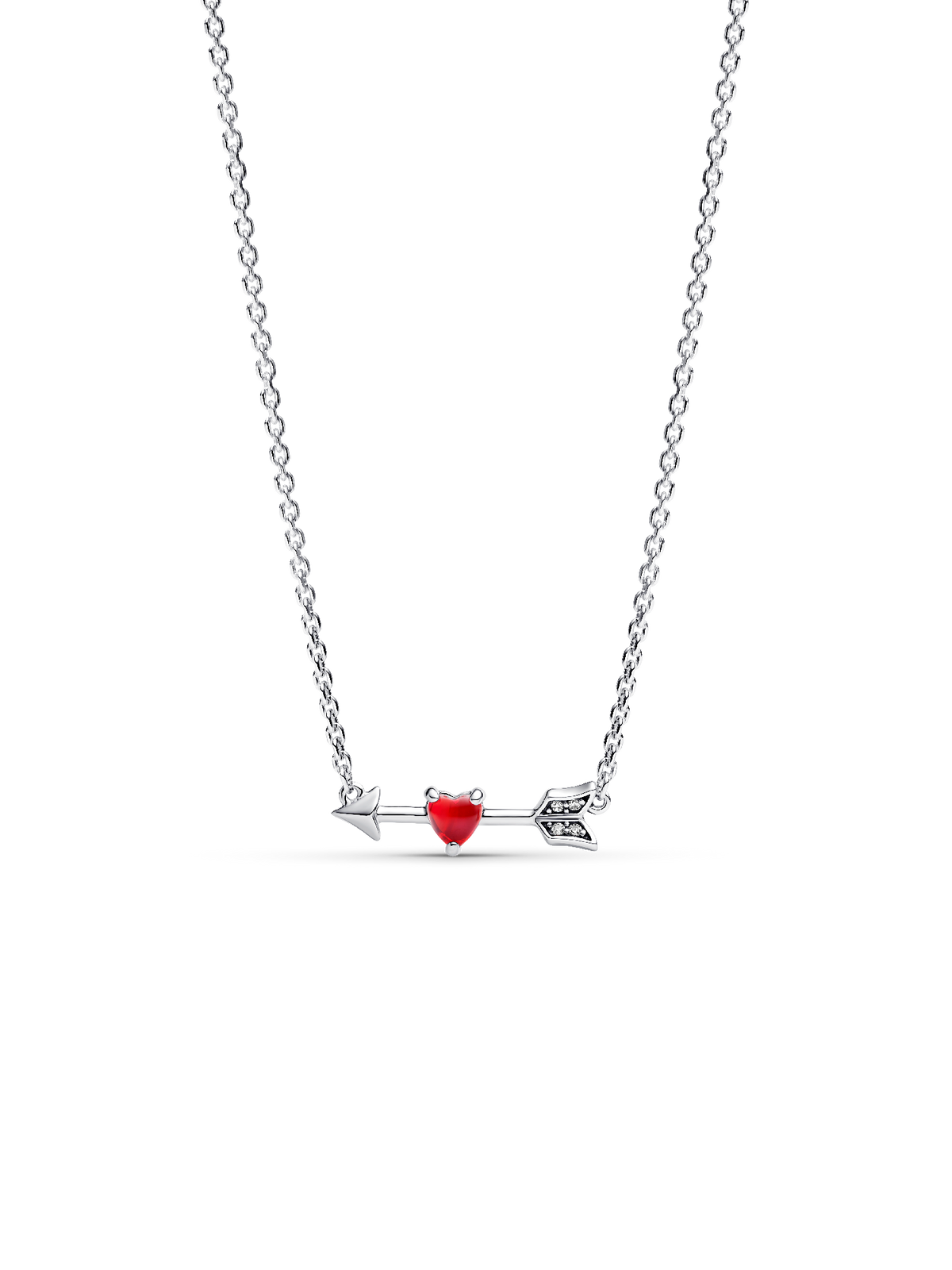 Arrow & Murano Glass Heart Necklace - Sterling silver