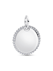 Engravable Sparkling Round Tag Pendant Necklace