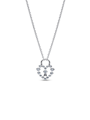 Sparkling Heart Padlock Pendant Necklace - Sterling silver