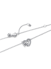 Entwined Heart & Butterfly Pendant Necklace - Sterling silver