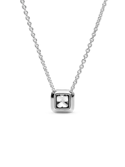 Square Sparkle Halo Necklace - Sterling silver