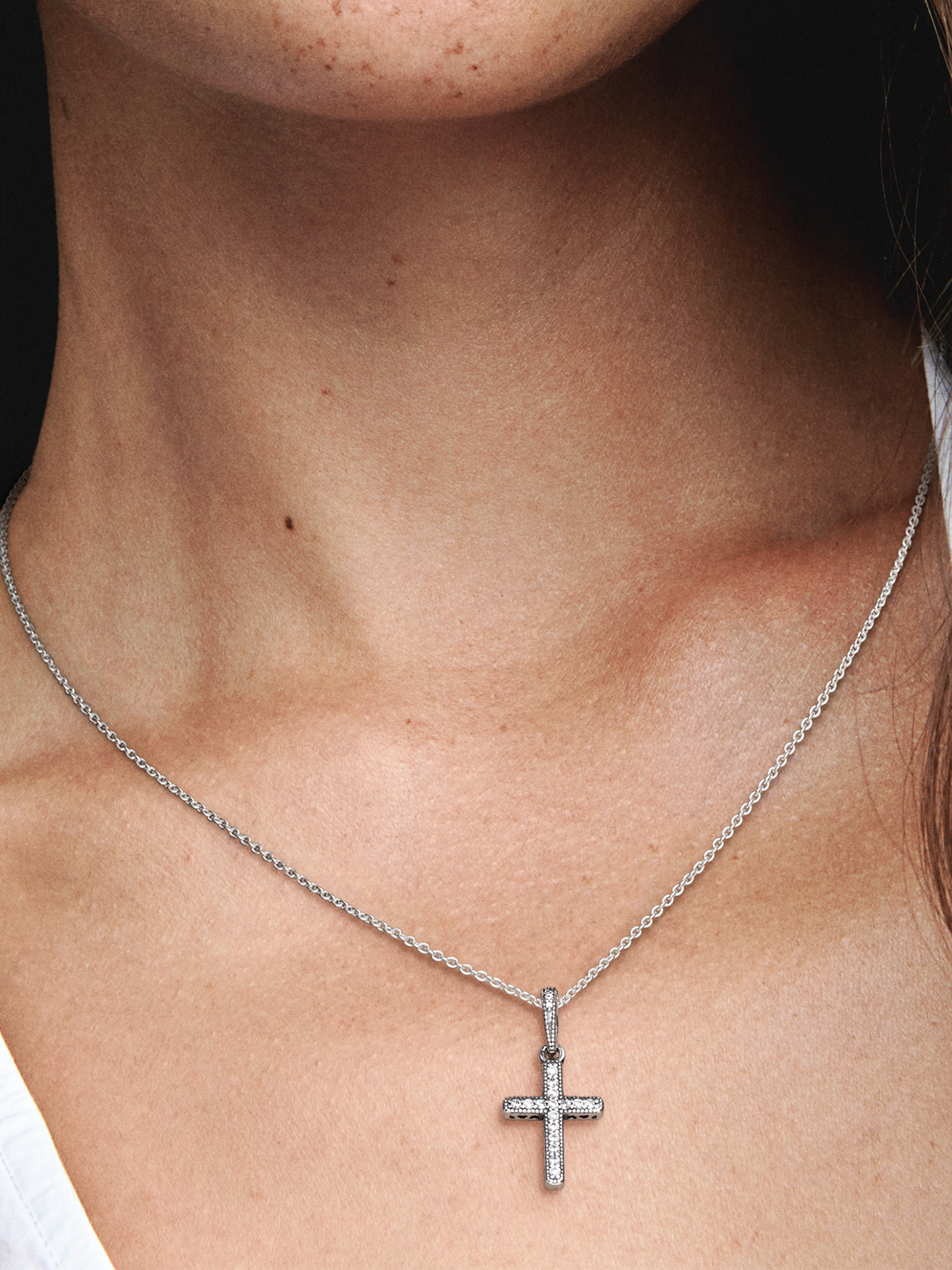 Sparkling Cross Pendant - Sterling silver