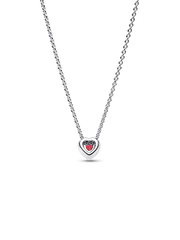 Elevated Red Heart Collier Necklace - Sterling silver