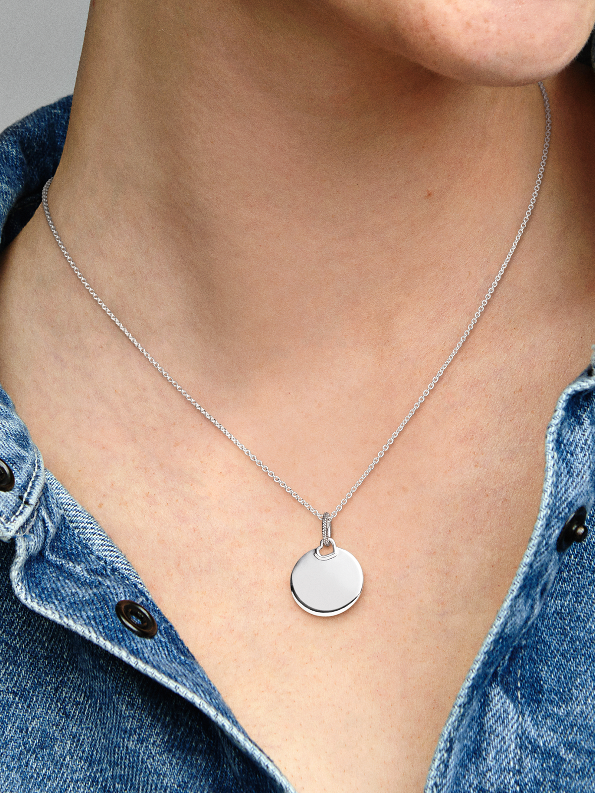 Engravable Round Tag Pendant - Sterling silver