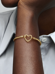 Pandora Moments Heart Closure Snake Chain Bracelet - 14k gold