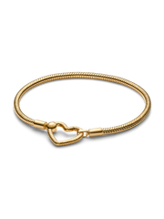 Heart Closure Snake Chain Bracelet - 14k gold plating