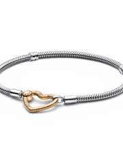 Pandora Moments Heart Closure Snake Chain Bracelet - Sterling silver, 14k gold plating