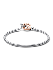 Pandora Moments Two-tone Logo T-Bar Snake Chain Bracelet - Sterling silver, 14k rose gold plating