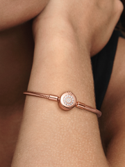 Pandora Moments Sparkling Crown O Snake Chain Bracelet - 14k rose gold plating