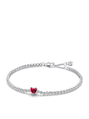 Red Sparkling Heart Tennis Bracelet - Sterling silver
