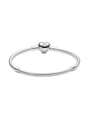 Moments Sparkling Heart & Snake Chain Bracelet - Sterling silver