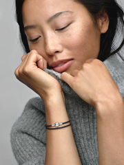 Pandora Moments Double Black Leather Bracelet - Sterling silver