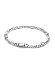 His and Hers Cuban Chain Heart and Oval Bracelet Set