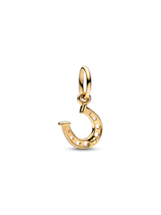 Lucky Horseshoe Dangle Charm - 14k gold
