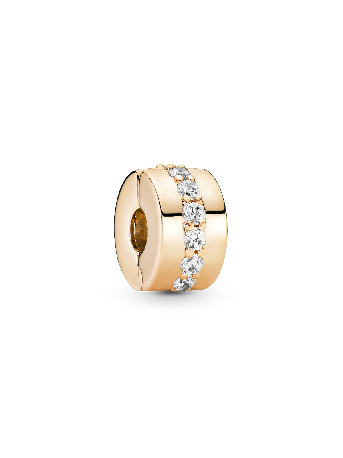 Clear Sparkling Row Clip Charm - 14k gold
