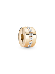 Clear Sparkling Row Clip Charm - 14k gold