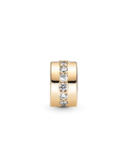 Clear Sparkling Row Clip Charm - 14k gold