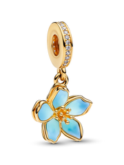 Blue Blossom Dangle Charm - 14k gold plating