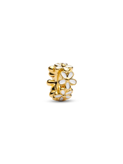 White Daisy Flower Spacer Charm - 14k gold plating