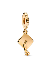 Graduation Cap Dangle Charm - 14k gold plating