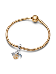 Two-tone Celestial Triple Dangle Charm - Sterling silver, 14k gold plating