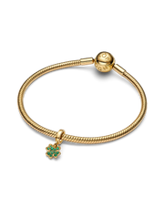 Four-leaf Clover Dangle Charm - 14k gold plating