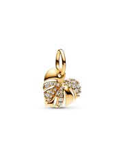 FINAL SALE - Sparkling Monstera Leaf Dangle Charm - 14k gold plating