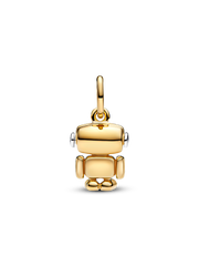 Spinnable Face Robot Dangle Charm - Sterling silver, 14k gold plating