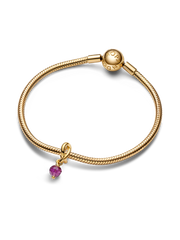 Faceted Purple Eternity Circle Dangle Charm - 14k gold plating