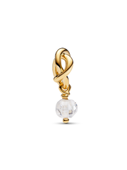 Faceted Clear Eternity Circle Dangle Charm - 14k gold plating