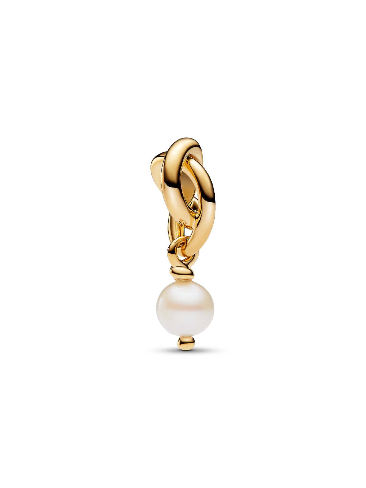 Treated Freshwater Cultured Pearl Eternity Circle Dangle Charm - 14k gold plating