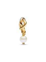 Treated Freshwater Cultured Pearl Eternity Circle Dangle Charm - 14k gold plating