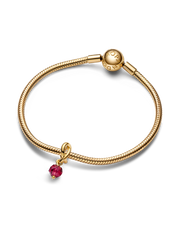 Faceted True Red Eternity Circle Dangle Charm - 14k gold plating