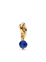 Faceted Blue Eternity Circle Dangle Charm - 14k gold plating