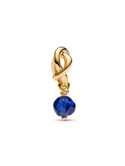 Faceted Blue Eternity Circle Dangle Charm - 14k gold plating