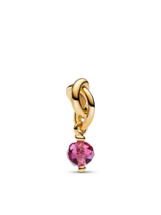 Faceted Pink Eternity Circle Dangle Charm - 14k gold plating