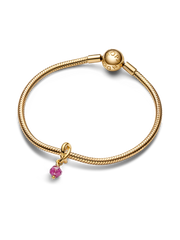 Faceted Pink Eternity Circle Dangle Charm - 14k gold plating