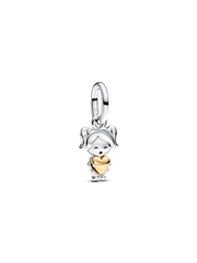 Happy Girl Dangle Charm - Sterling silver, 14k gold plating