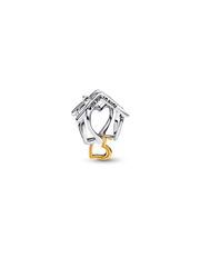 Home & Heart Charm - Sterling silver, 14k gold plating