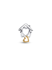 Home & Heart Charm - Sterling silver, 14k gold plating
