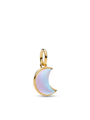 Sparkling Crescent Moon Dangle Charm - 14k gold plating
