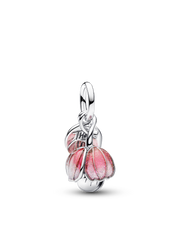 Two-Tone Blooming Flower Dangle Charm - Sterling silver