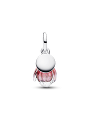 Two-Tone Blooming Flower Dangle Charm - Sterling silver