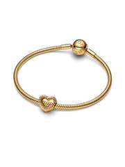Beaded Open Heart Charm - 14k gold plating