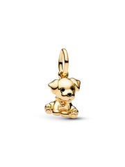 Labrador Puppy Dog Dangle Charm - 14k gold plating