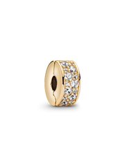 Clear Pavé Clip Charm - 14k gold plating